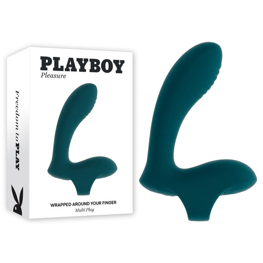 Playboy Pleasure Wrapped Around Your Finger Green Usb Rechargeable Finger Stimulator