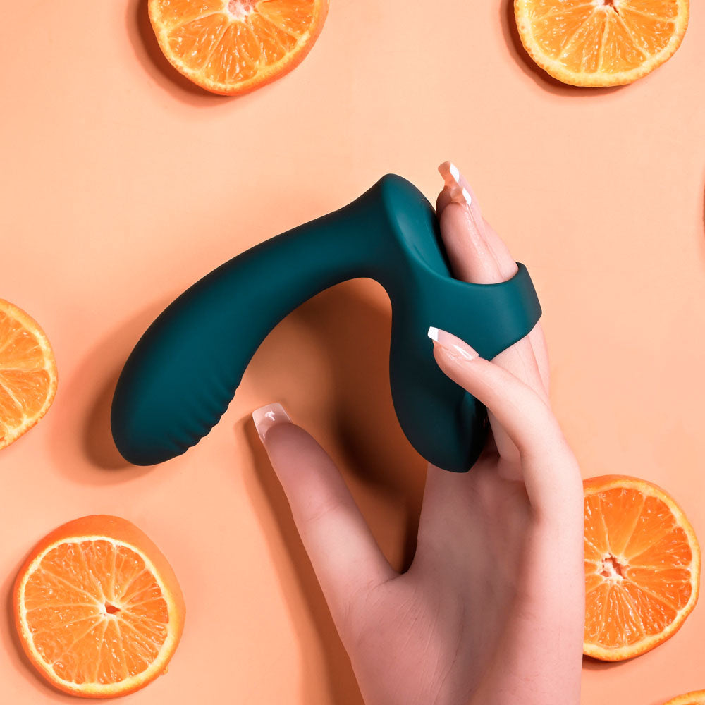 Playboy Pleasure Wrapped Around Your Finger Green Usb Rechargeable Finger Stimulator