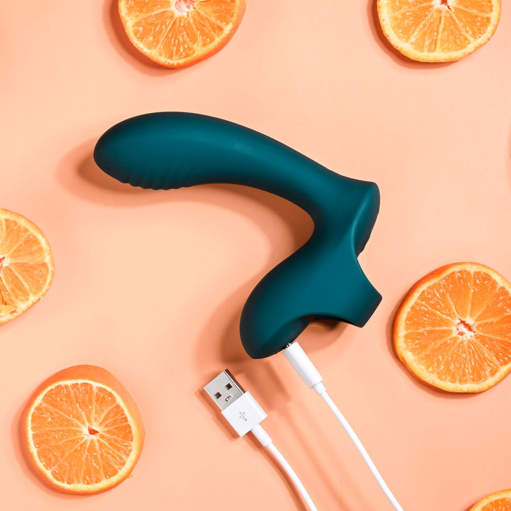 Playboy Pleasure Wrapped Around Your Finger Green Usb Rechargeable Finger Stimulator