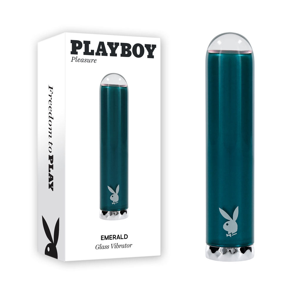 Playboy Pleasure Emerald Blue 9.1 Cm Usb Rechargeable Glass Tipped Bullet