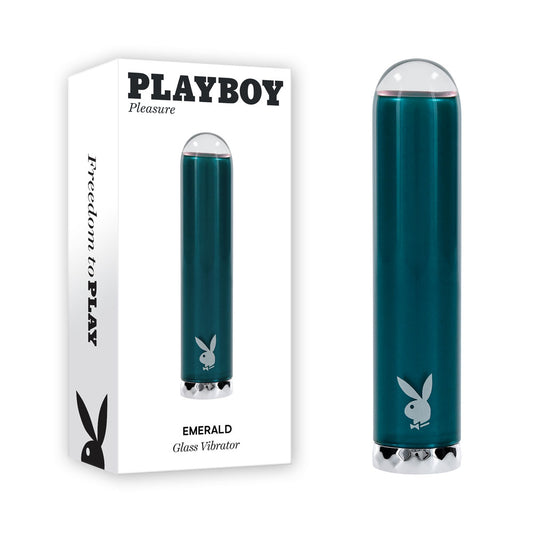 Playboy Pleasure Emerald Blue 9.1 Cm Usb Rechargeable Glass Tipped Bullet
