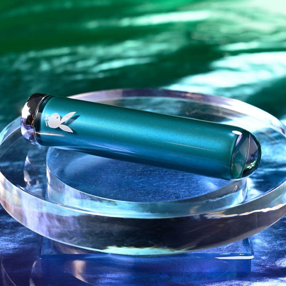 Playboy Pleasure Emerald Blue 9.1 Cm Usb Rechargeable Glass Tipped Bullet