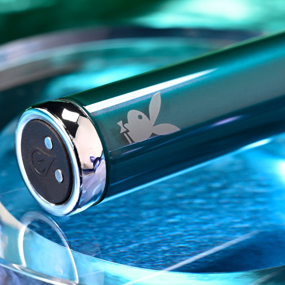 Playboy Pleasure Emerald Blue 9.1 Cm Usb Rechargeable Glass Tipped Bullet