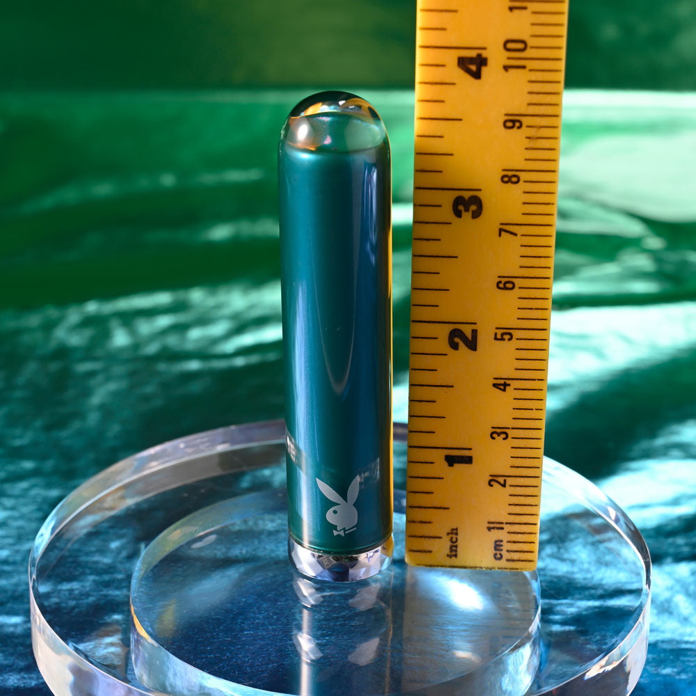 Playboy Pleasure Emerald Blue 9.1 Cm Usb Rechargeable Glass Tipped Bullet
