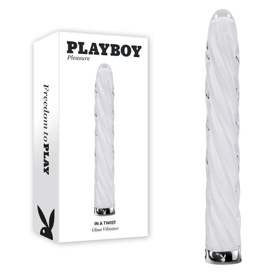 Playboy Pleasure In A Twist White Glass 17.5 Cm Usb Rechargeable Vibrator