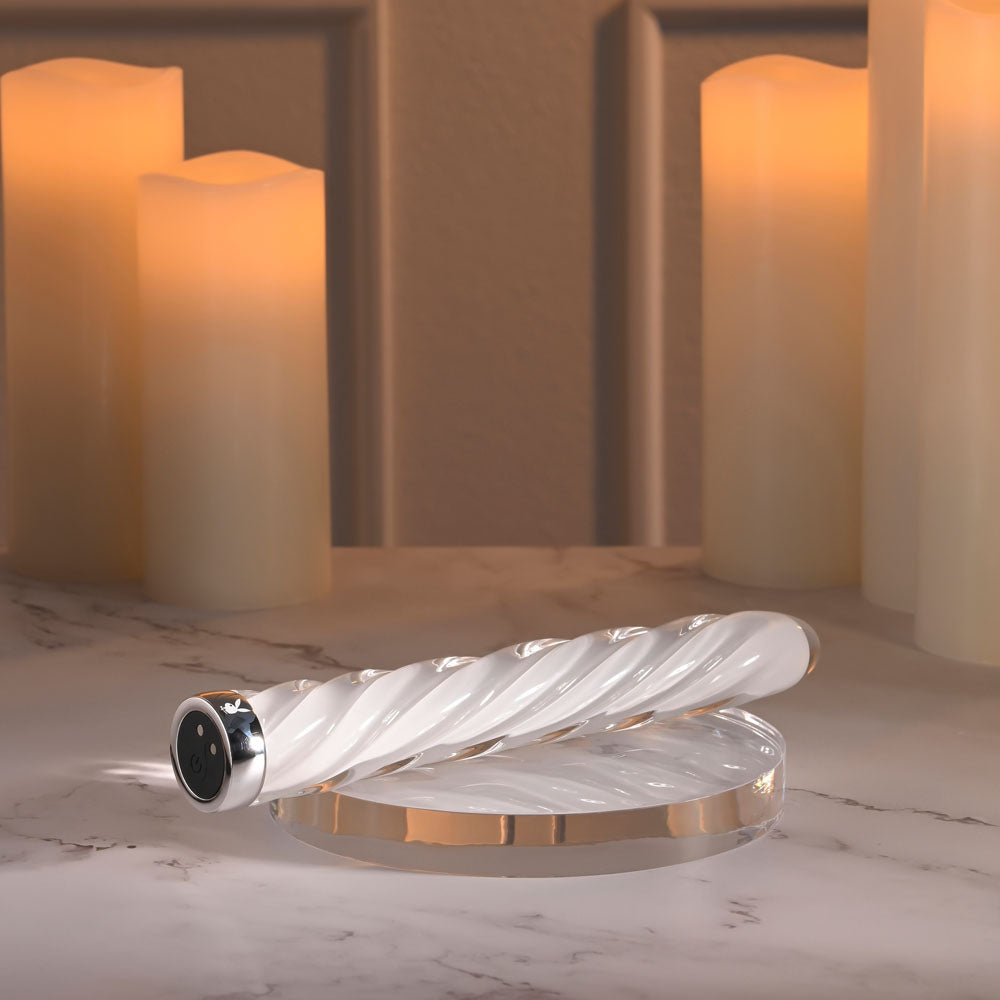 Playboy Pleasure In A Twist White Glass 17.5 Cm Usb Rechargeable Vibrator