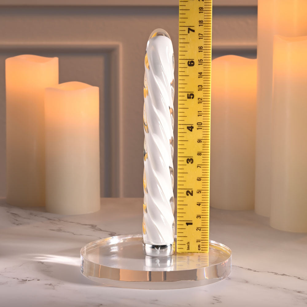 Playboy Pleasure In A Twist White Glass 17.5 Cm Usb Rechargeable Vibrator