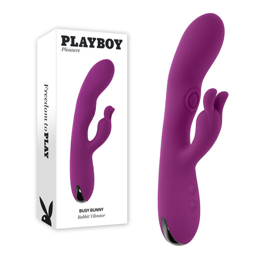 Playboy Pleasure Busy Bunny Purple 22.6 Cm Usb Rechargeable Rabbit Vibrator With Tapping Shaft