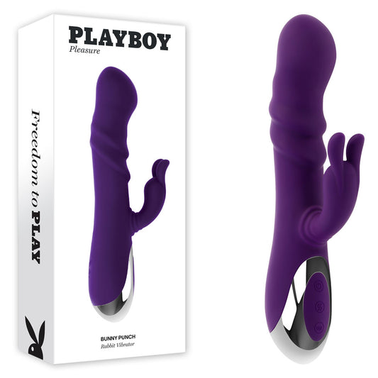 Playboy Pleasure Bunny Punch Purple 24.4 Cm Usb Rechargeable Twirling Rabbit Vibrator