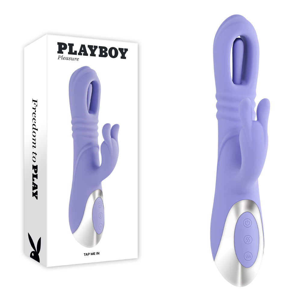 Playboy Pleasure Tap Me In Purple 24.2 Cm Usb Rechargeable Rabbit Vibrator With Tapping Shaft