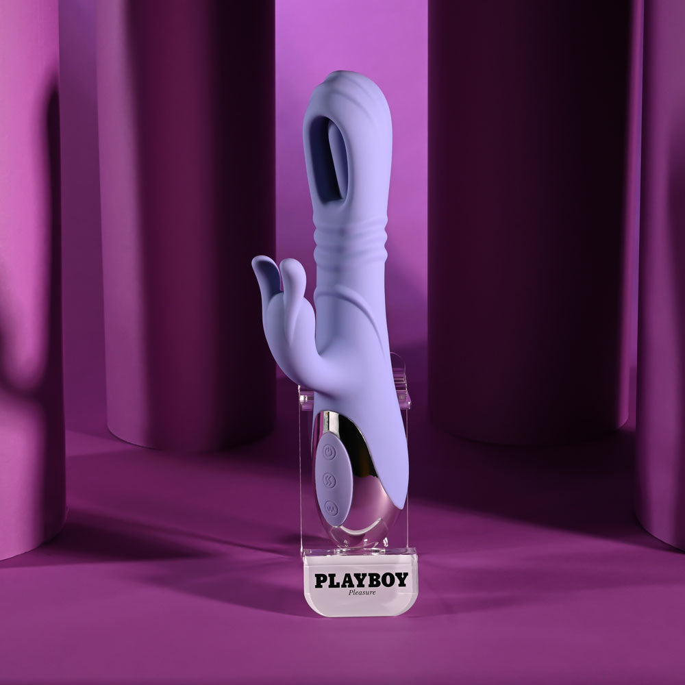 Playboy Pleasure Tap Me In Purple 24.2 Cm Usb Rechargeable Rabbit Vibrator With Tapping Shaft
