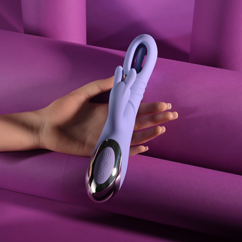 Playboy Pleasure Tap Me In Purple 24.2 Cm Usb Rechargeable Rabbit Vibrator With Tapping Shaft