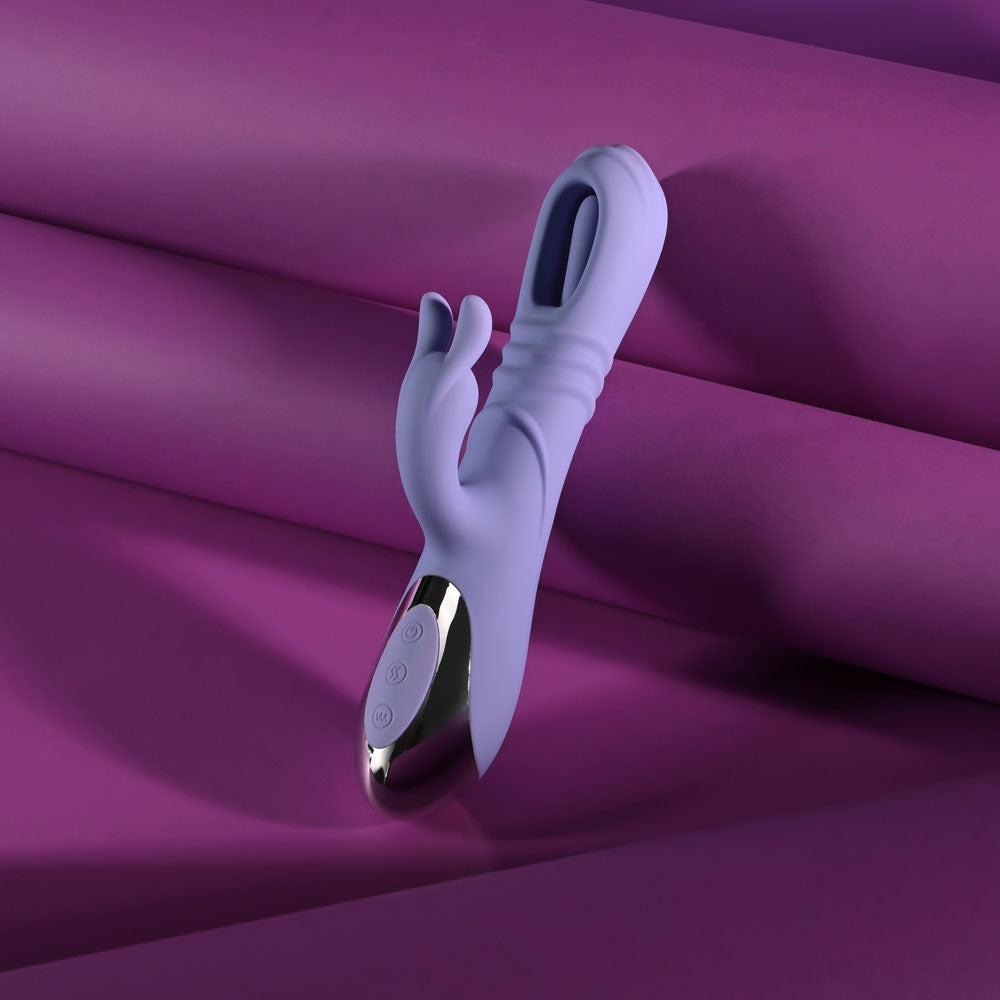 Playboy Pleasure Tap Me In Purple 24.2 Cm Usb Rechargeable Rabbit Vibrator With Tapping Shaft