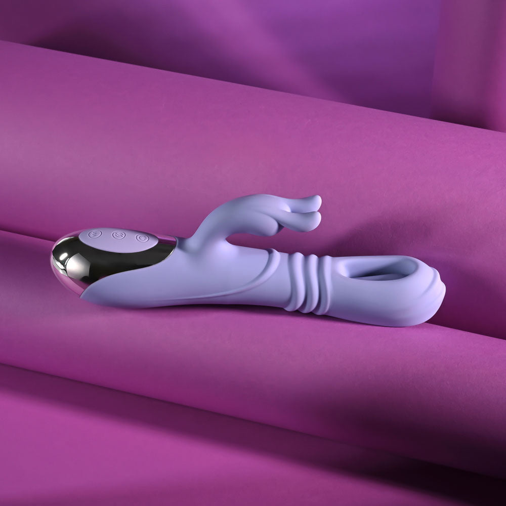 Playboy Pleasure Tap Me In Purple 24.2 Cm Usb Rechargeable Rabbit Vibrator With Tapping Shaft