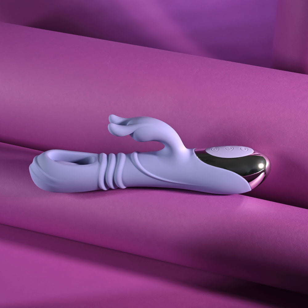Playboy Pleasure Tap Me In Purple 24.2 Cm Usb Rechargeable Rabbit Vibrator With Tapping Shaft