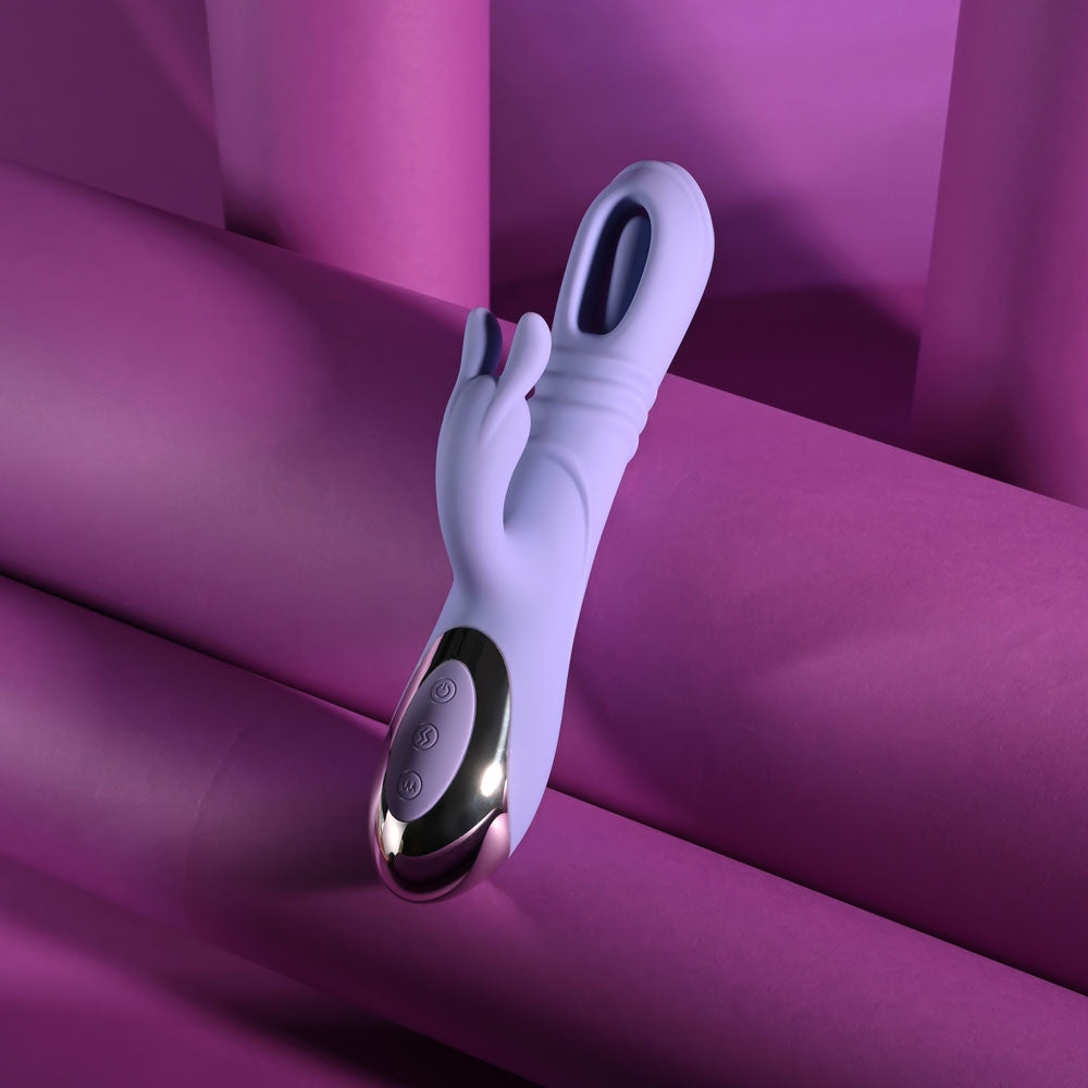 Playboy Pleasure Tap Me In Purple 24.2 Cm Usb Rechargeable Rabbit Vibrator With Tapping Shaft