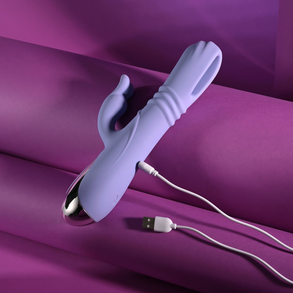 Playboy Pleasure Tap Me In Purple 24.2 Cm Usb Rechargeable Rabbit Vibrator With Tapping Shaft