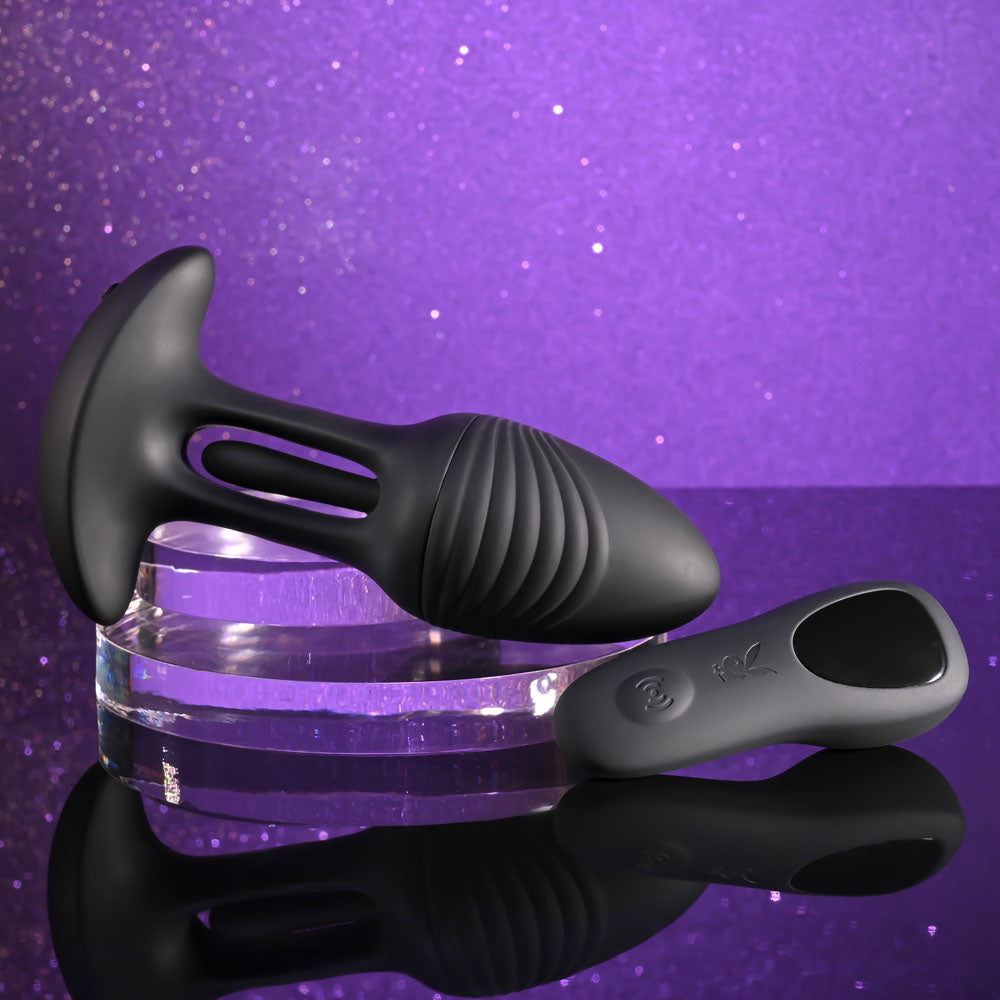 Playboy Pleasure Rim Shot Black 11.4 Cm Usb Rechargeable Vibrating Butt Plug