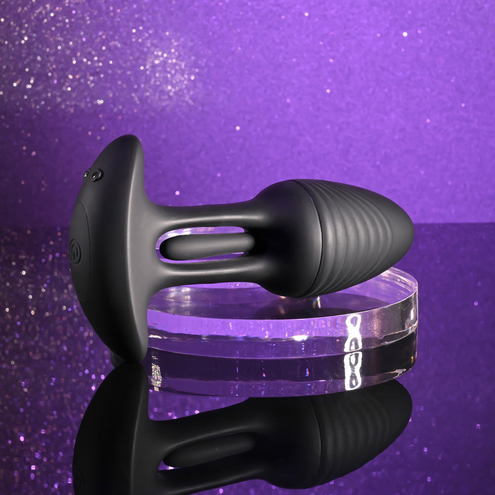 Playboy Pleasure Rim Shot Black 11.4 Cm Usb Rechargeable Vibrating Butt Plug