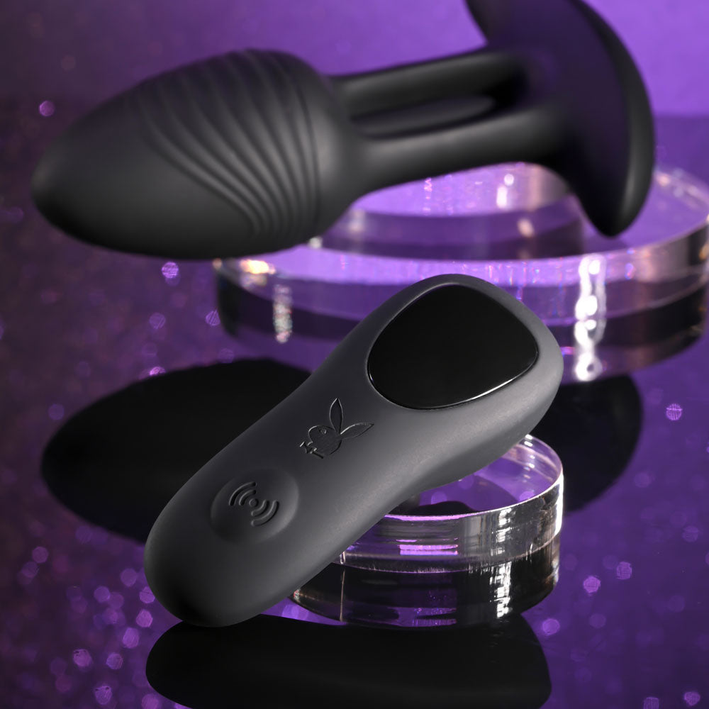Playboy Pleasure Rim Shot Black 11.4 Cm Usb Rechargeable Vibrating Butt Plug