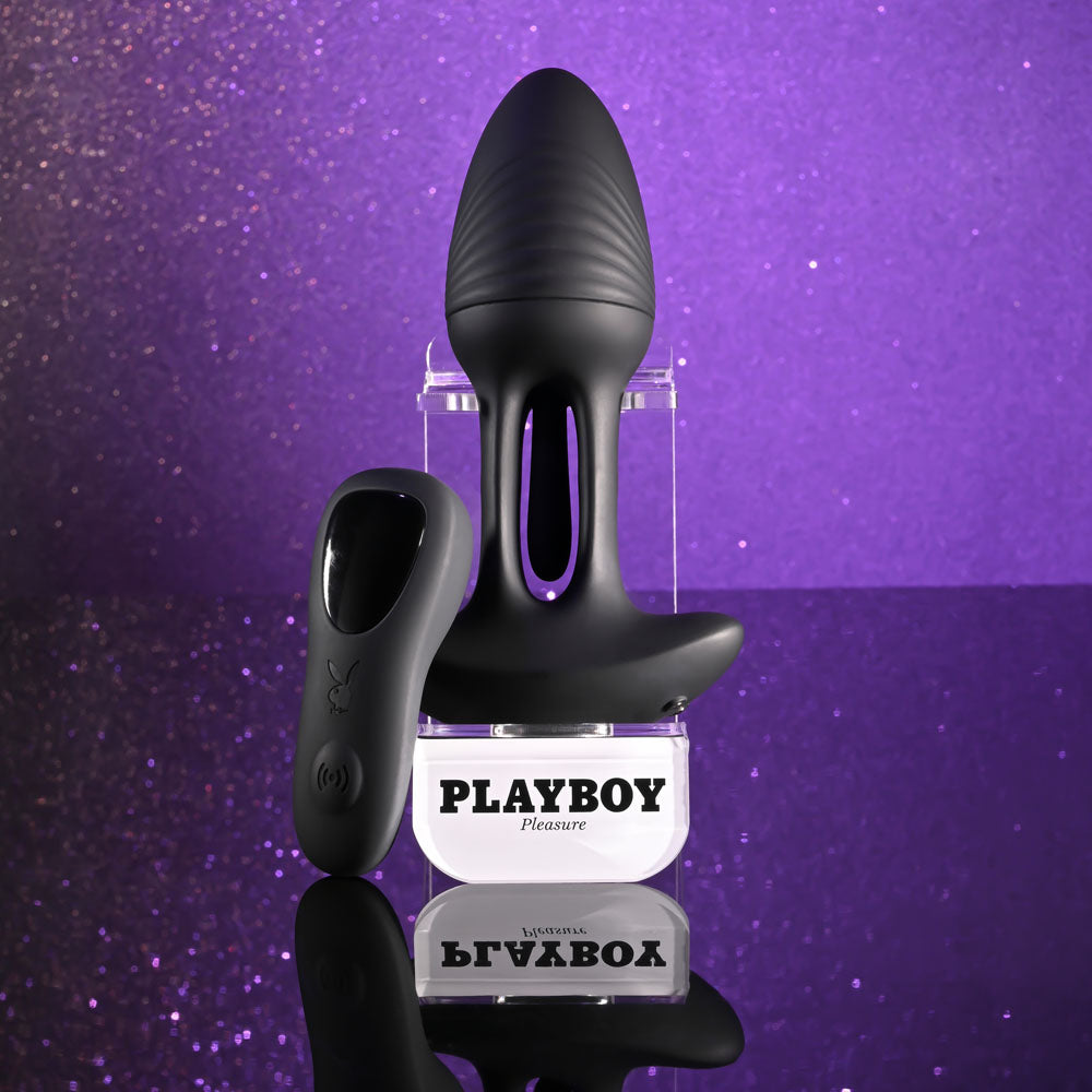 Playboy Pleasure Rim Shot Black 11.4 Cm Usb Rechargeable Vibrating Butt Plug