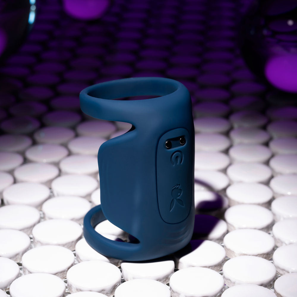Playboy Pleasure Jet Pack Dark Blue Usb Rechargeable Vibrating Penis Harness