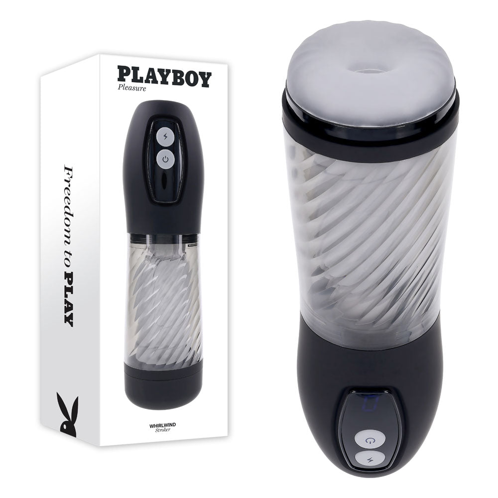 Playboy Pleasure Whirlwind Clear Usb Rechargeable Thrusting And Spinning Auto Stroker