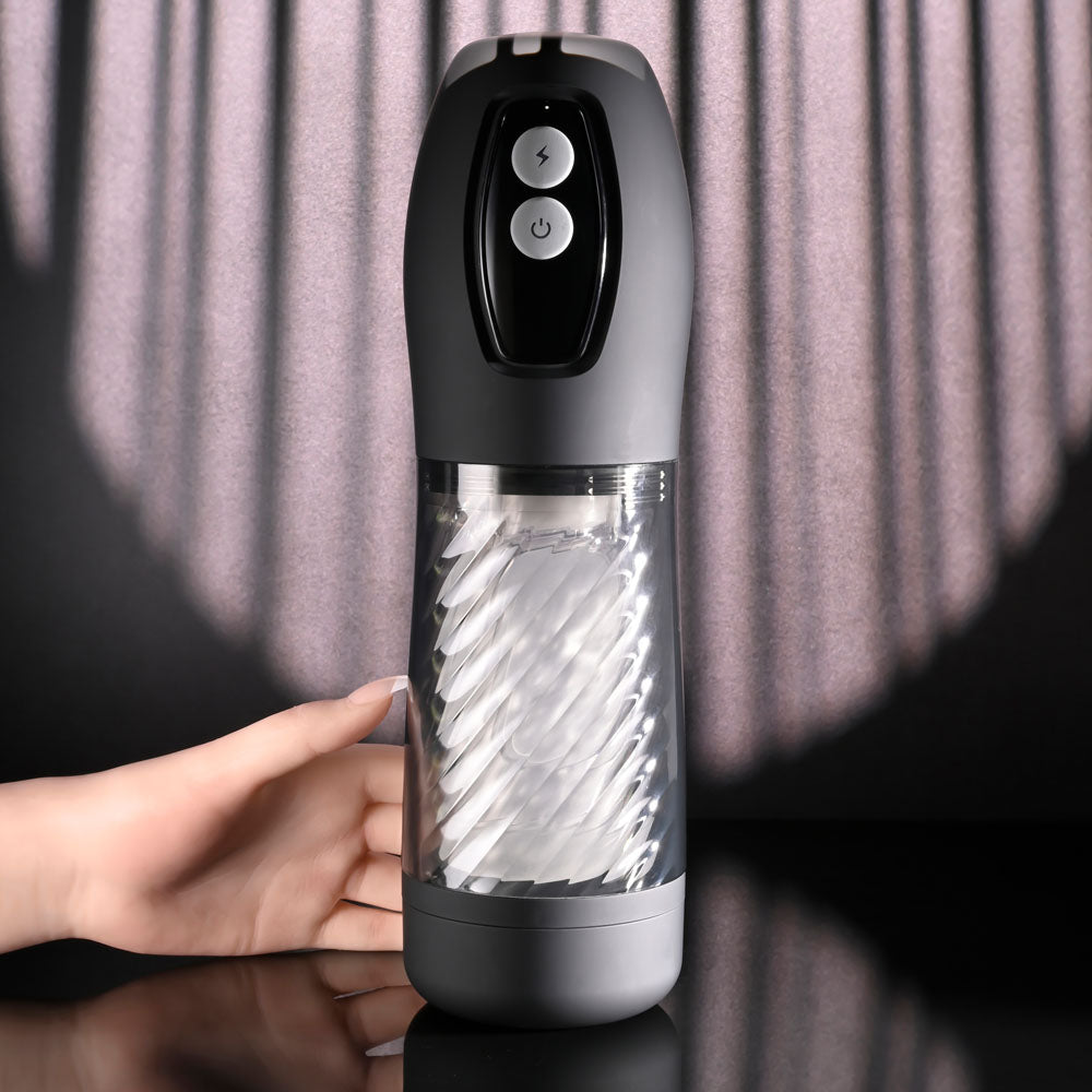 Playboy Pleasure Whirlwind Clear Usb Rechargeable Thrusting And Spinning Auto Stroker