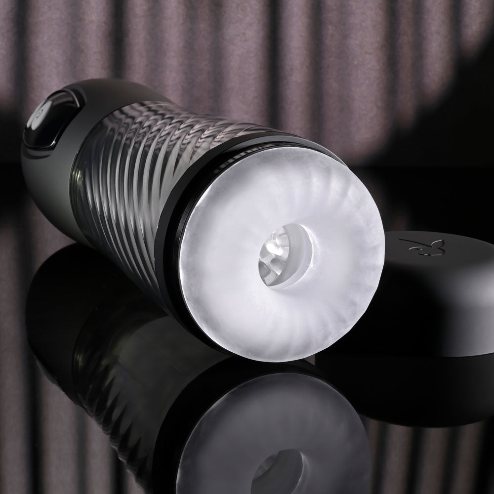 Playboy Pleasure Whirlwind Clear Usb Rechargeable Thrusting And Spinning Auto Stroker