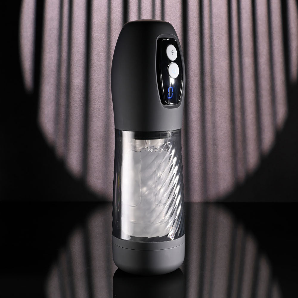 Playboy Pleasure Whirlwind Clear Usb Rechargeable Thrusting And Spinning Auto Stroker