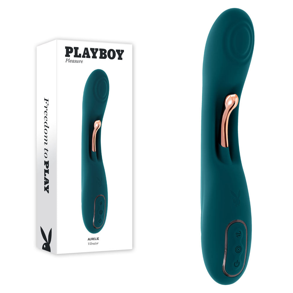 Playboy Pleasure Aurelie Green 22.7 Cm Usb Rechargeable Vibrator With Internal Flicker
