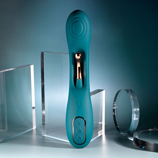 Playboy Pleasure Aurelie Green 22.7 Cm Usb Rechargeable Vibrator With Internal Flicker