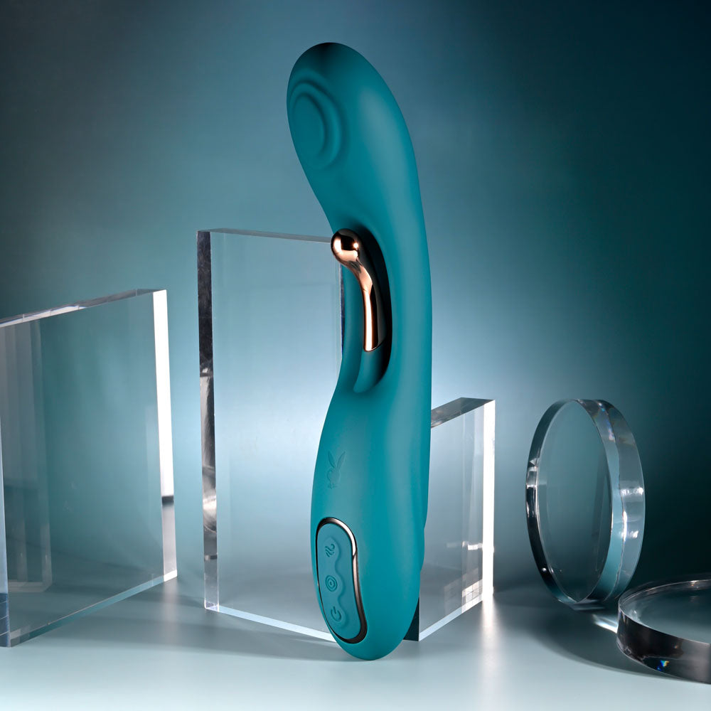 Playboy Pleasure Aurelie Green 22.7 Cm Usb Rechargeable Vibrator With Internal Flicker