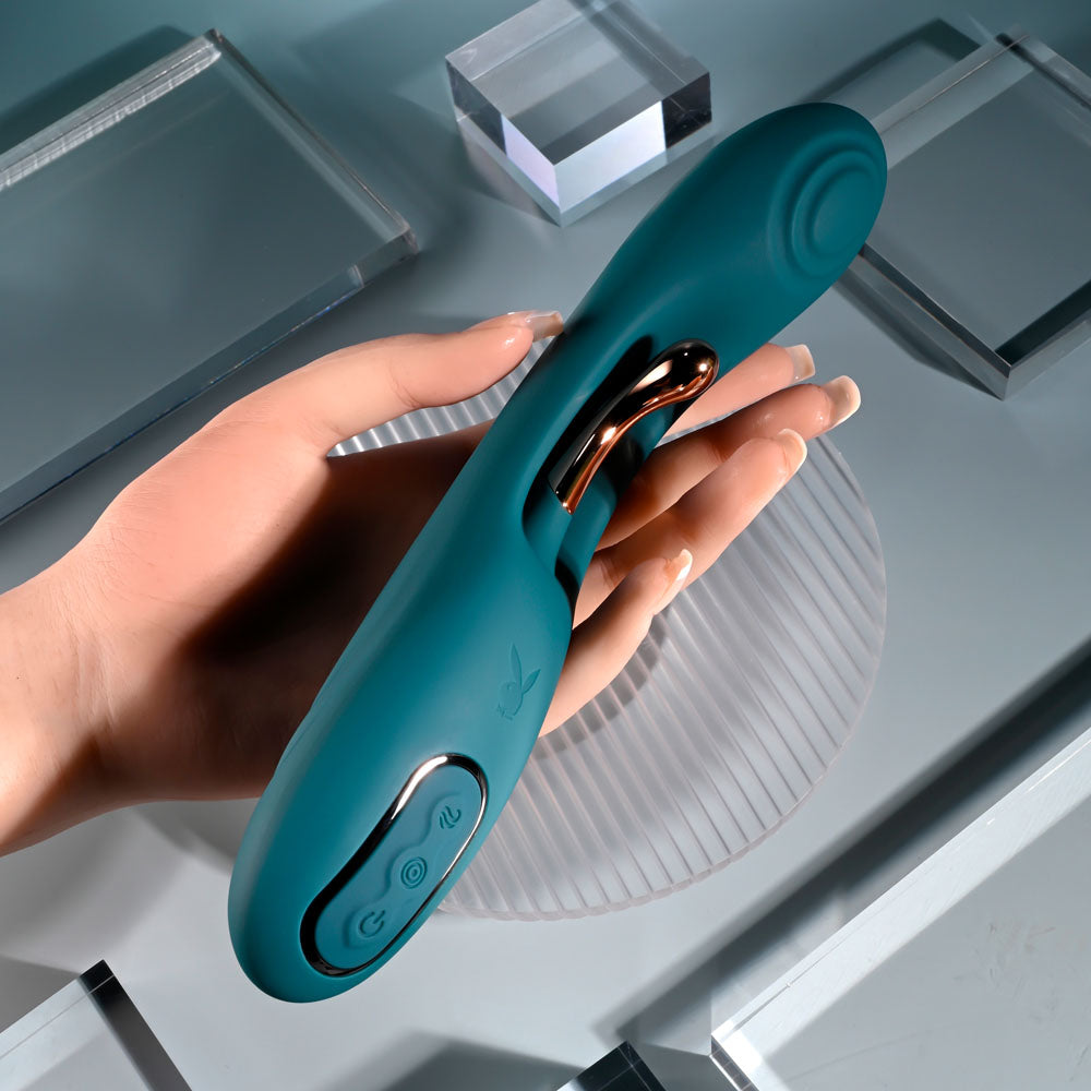 Playboy Pleasure Aurelie Green 22.7 Cm Usb Rechargeable Vibrator With Internal Flicker