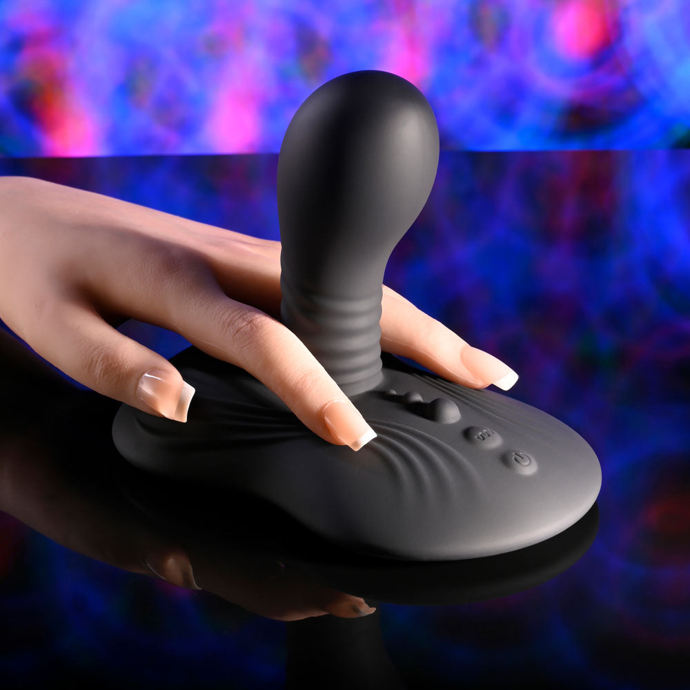 Playboy Pleasure Sittin & Spinnin Black Usb Rechargeable Spinning Vibrator & Grinder Pad With Remote