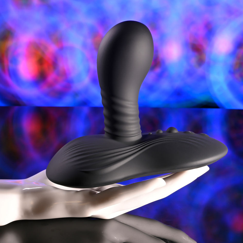 Playboy Pleasure Sittin & Spinnin Black Usb Rechargeable Spinning Vibrator & Grinder Pad With Remote