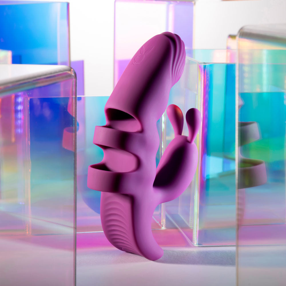 Playboy Pleasure Lend A Hand Purple Usb Rechargeable Finger Vibrator