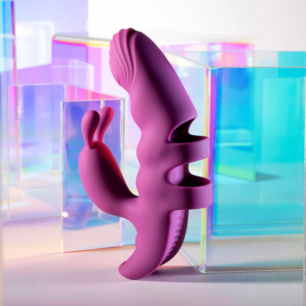 Playboy Pleasure Lend A Hand Purple Usb Rechargeable Finger Vibrator