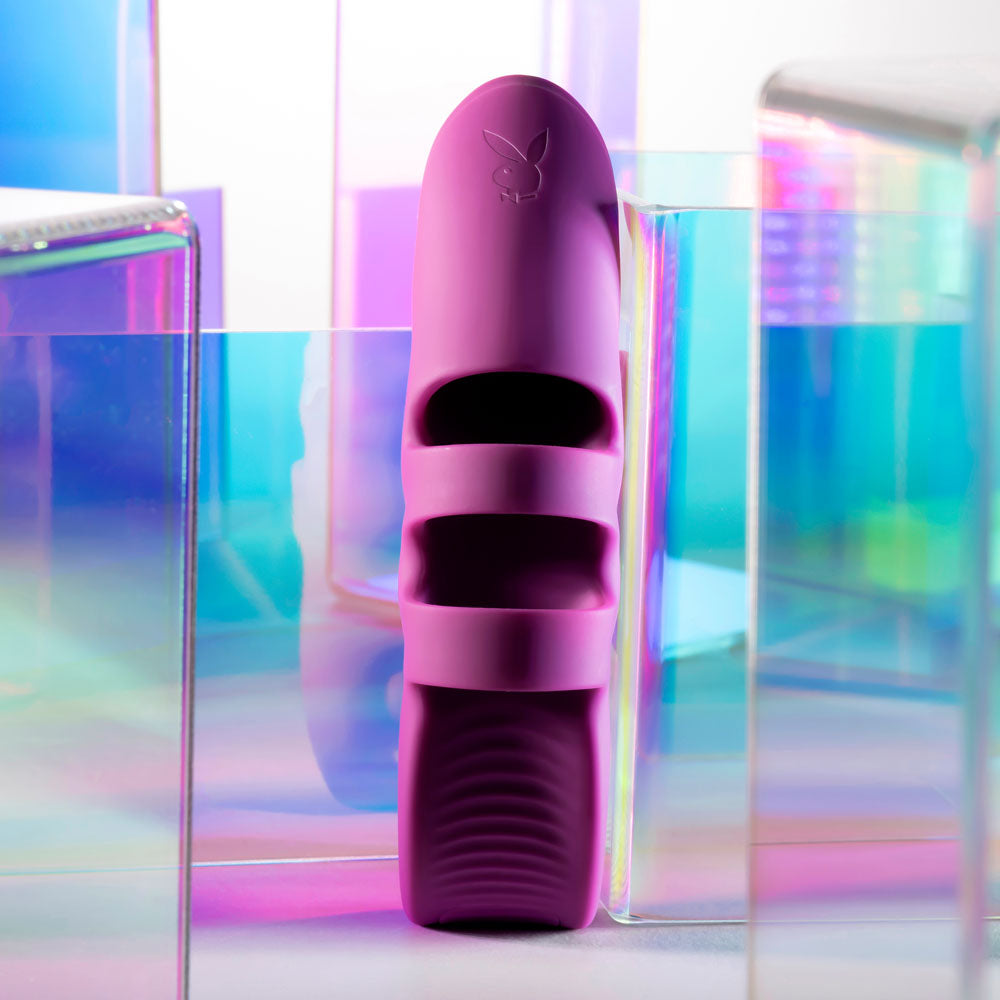 Playboy Pleasure Lend A Hand Purple Usb Rechargeable Finger Vibrator