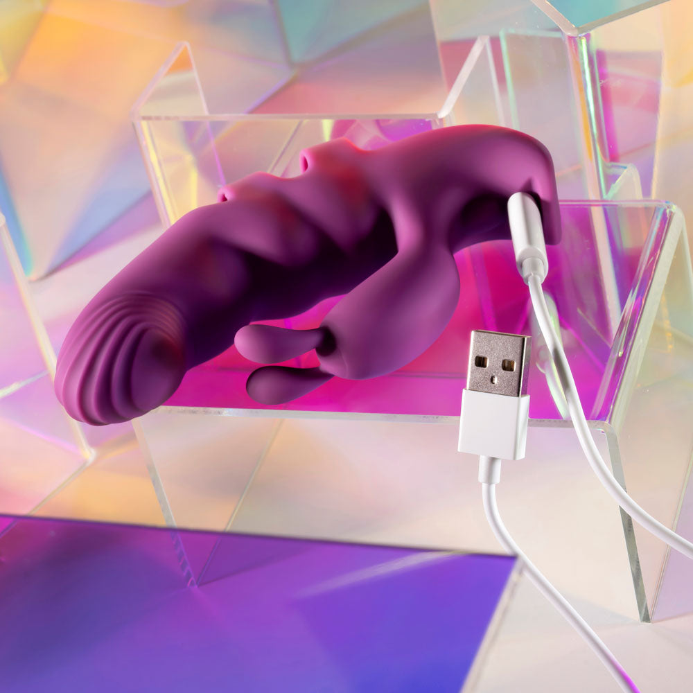 Playboy Pleasure Lend A Hand Purple Usb Rechargeable Finger Vibrator