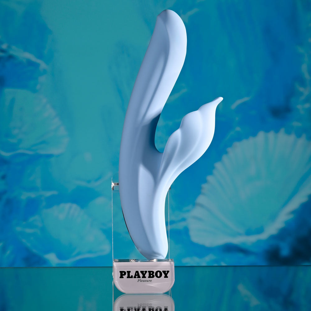 Playboy Pleasure In Bloom Blue 23.5 Cm Usb Rechargeable Thrusting Tapping & Heating Dual Vibrator