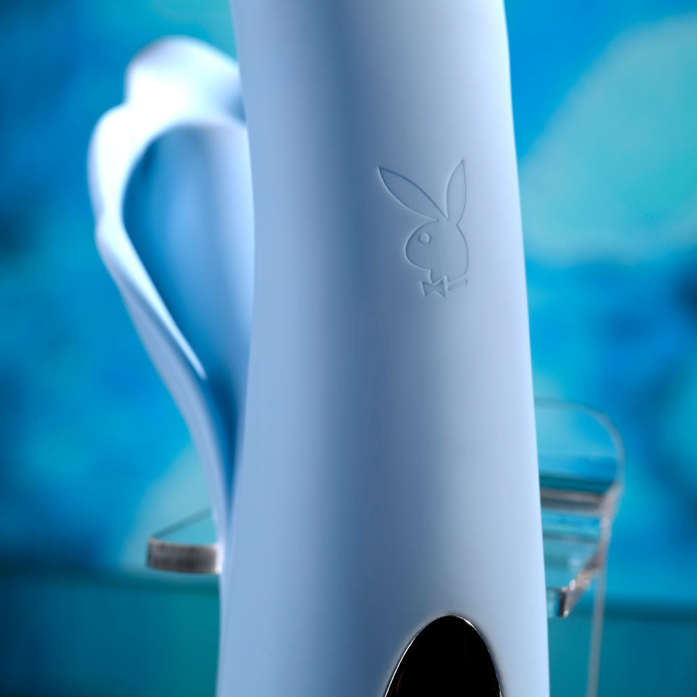 Playboy Pleasure In Bloom Blue 23.5 Cm Usb Rechargeable Thrusting Tapping & Heating Dual Vibrator