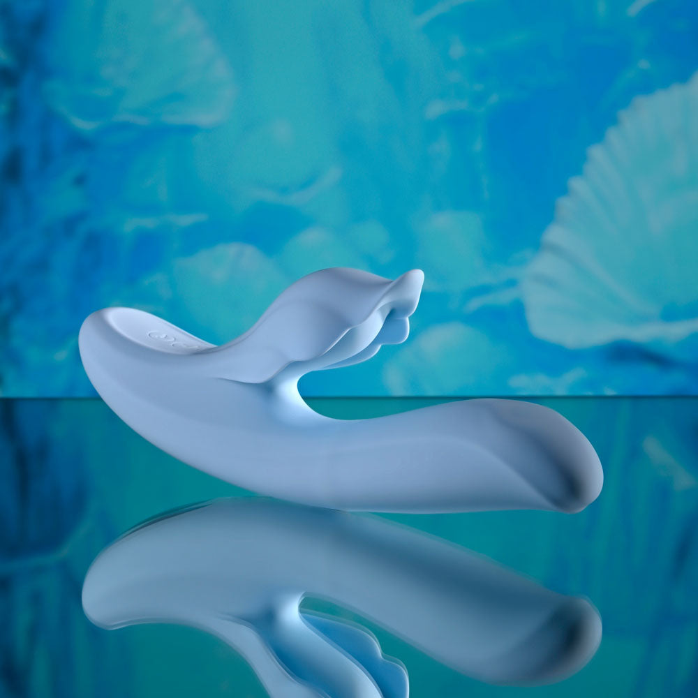 Playboy Pleasure In Bloom Blue 23.5 Cm Usb Rechargeable Thrusting Tapping & Heating Dual Vibrator