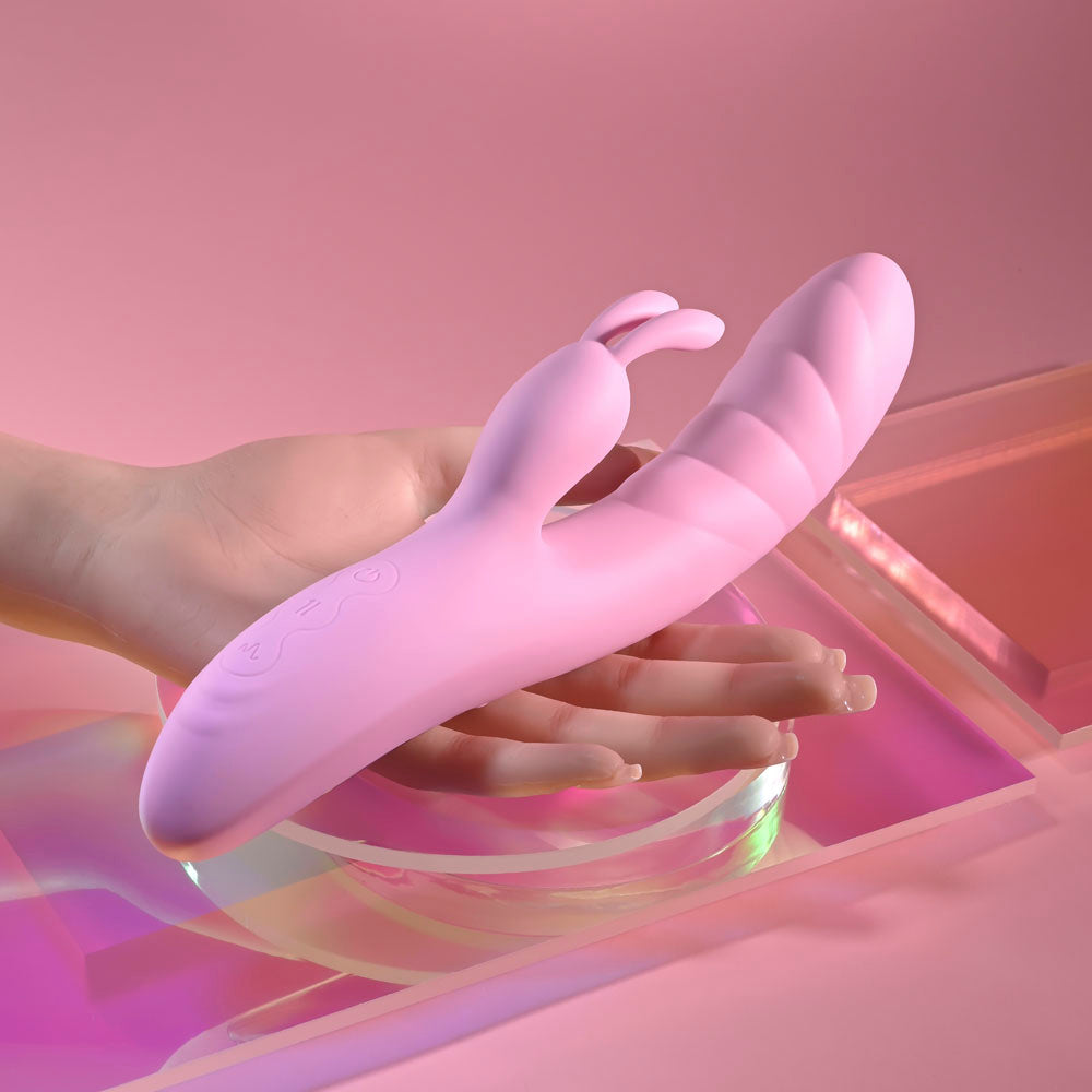 Playboy Pleasure Rub Me Right Pink 23.2 Cm Usb Rechargeable Thrusting Rabbit Vibrator