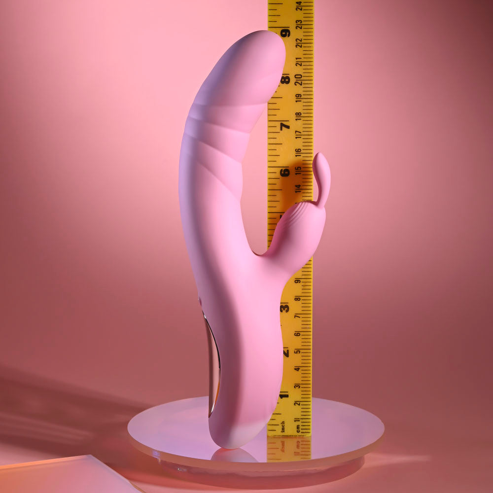 Playboy Pleasure Rub Me Right Pink 23.2 Cm Usb Rechargeable Thrusting Rabbit Vibrator