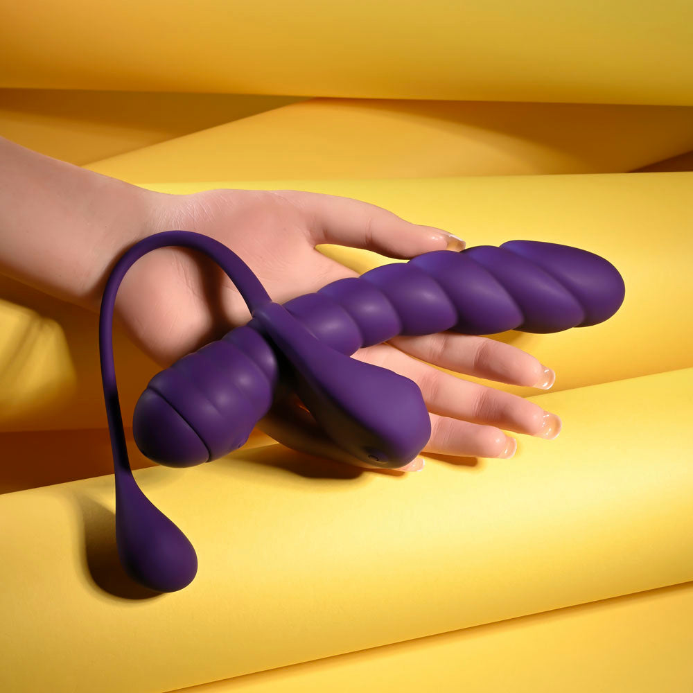 Playboy Pleasure Twisted Playground Purple Usb Rechargeable Vibrator And Cock Ring Kit