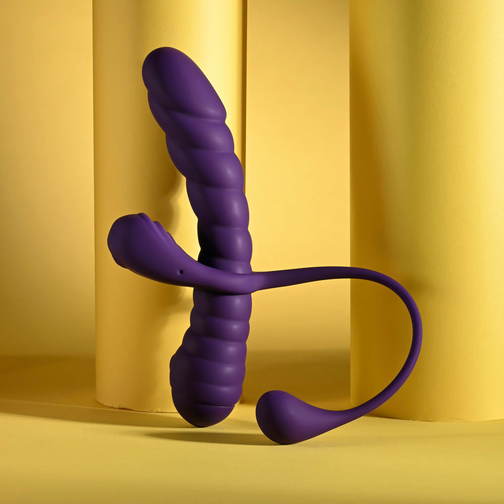 Playboy Pleasure Twisted Playground Purple Usb Rechargeable Vibrator And Cock Ring Kit