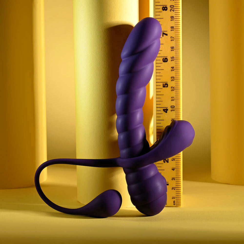 Playboy Pleasure Twisted Playground Purple Usb Rechargeable Vibrator And Cock Ring Kit
