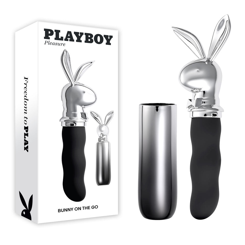 Playboy Pleasure Bunny On The Go Black/Chrome 18.6 Cm Usb C Rechargeable Vibrator