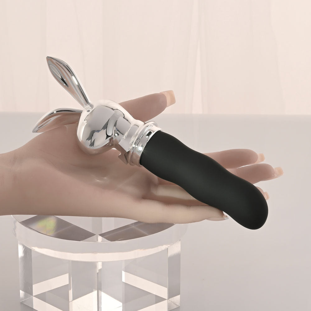 Playboy Pleasure Bunny On The Go Black/Chrome 18.6 Cm Usb C Rechargeable Vibrator